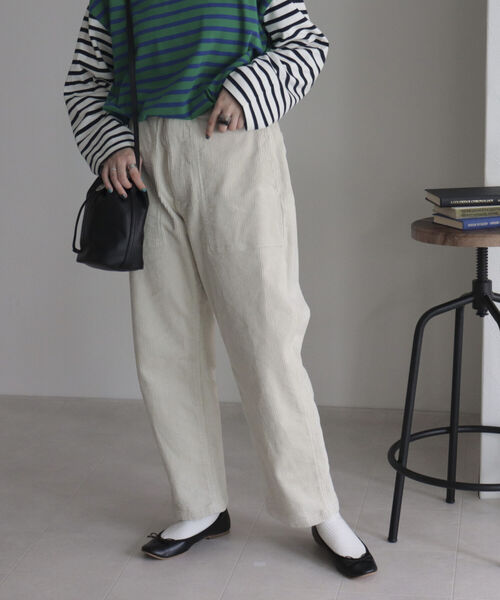 「GEVACO」 コーデュロイパンツ 38 チャコールグレー レディース_画像6