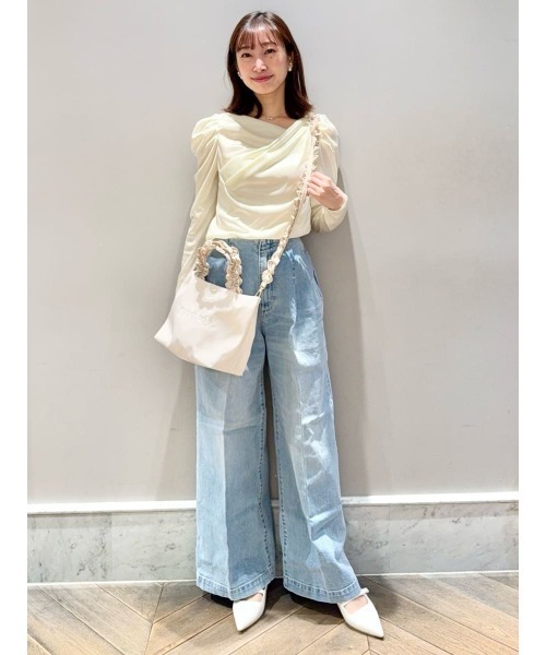 tシャツ 「洗える」カシュクールグロッシーカットトップス レディースの画像