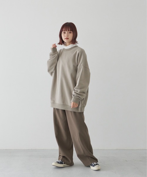 「flaner」 スウェットカットソー MEDIUM カーキ レディース_画像7