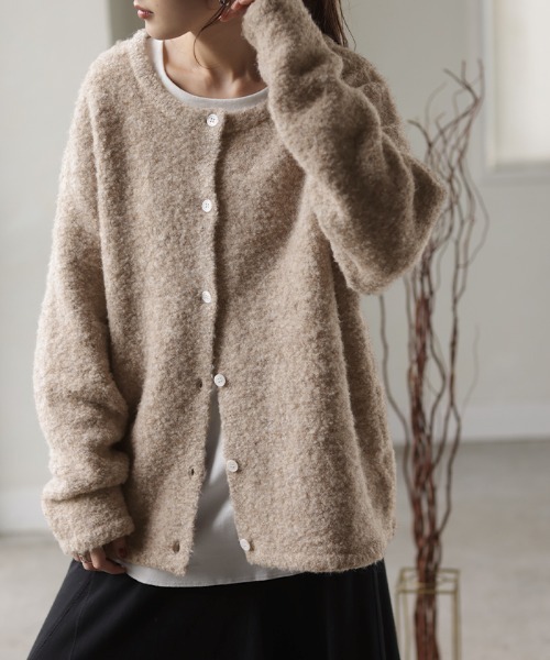 「HUG.U」 ニットカーディガン FREE レッド レディース_画像5