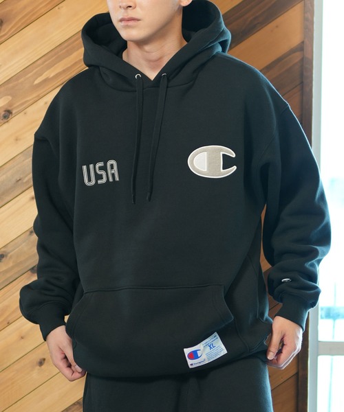 Champion（チャンピオン） プルオーバーパーカー L ブラック メンズ 