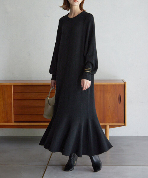 「SLOBE IENA」 ニットワンピース 38 グレー レディース_画像2
