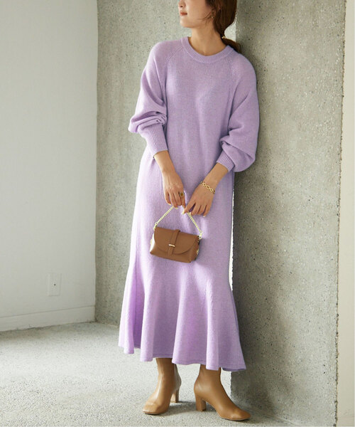 「SLOBE IENA」 ニットワンピース 38 グレー レディース_画像3