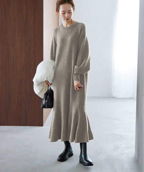 「SLOBE IENA」 ニットワンピース 38 グレー レディース_画像4