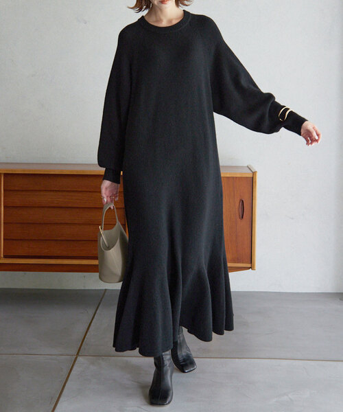 「SLOBE IENA」 ニットワンピース 38 グレー レディース_画像7