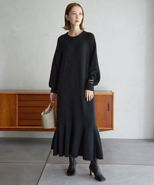 「SLOBE IENA」 ニットワンピース 38 グレー レディース_画像8