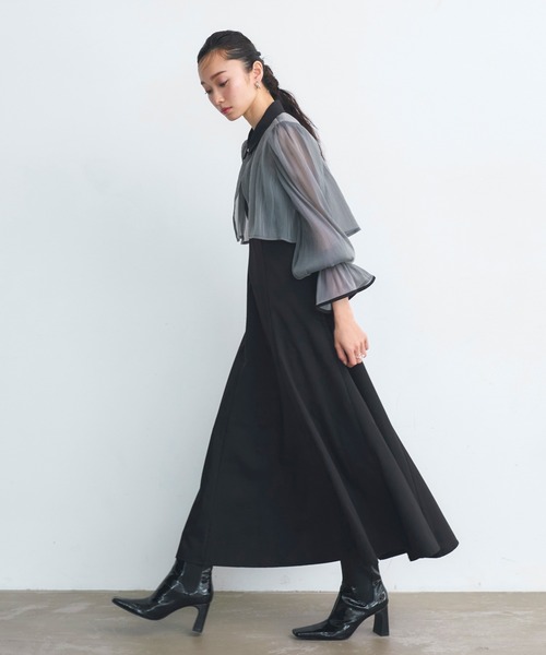 「RUIRUE BOUTIQUE」 長袖ワンピース M ライトグレー レディースの画像