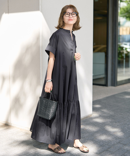 春ワンピ【Spick & Span】新品タグ付き 24SS ネイビー マキシ丈 Spick＆Span（スピック アンド スパン） ワンピース 「追加」ローン