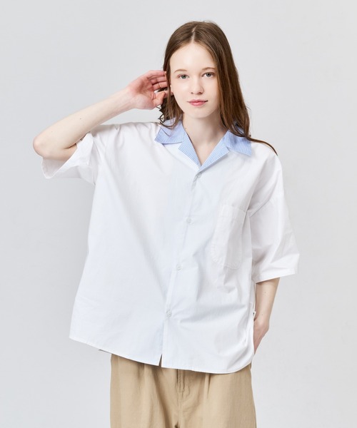 WETTEMPT シャツ 半袖 STRIPE COLLAR OPEN S/S SHIRT / ストライプ