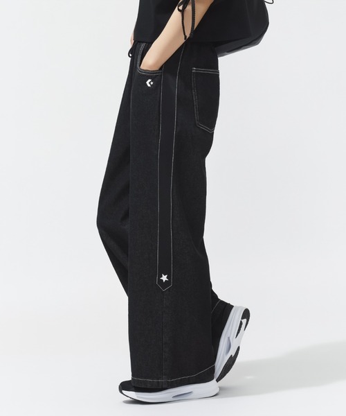 2点売り✨Living With Pants デニムつなぎ＋美品黒コンバース CONVERSE（コンバース） ワイドパンツ ジーンズ デニム デニムパンツ