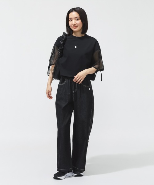 2点売り✨Living With Pants デニムつなぎ＋美品黒コンバース CONVERSE（コンバース） ワイドパンツ ジーンズ デニム デニムパンツ