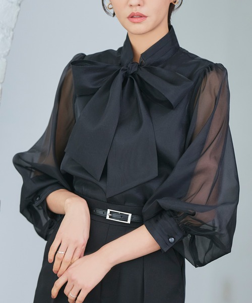 「RUIRUE BOUTIQUE」 長袖ブラウス L ブラック レディース_画像5