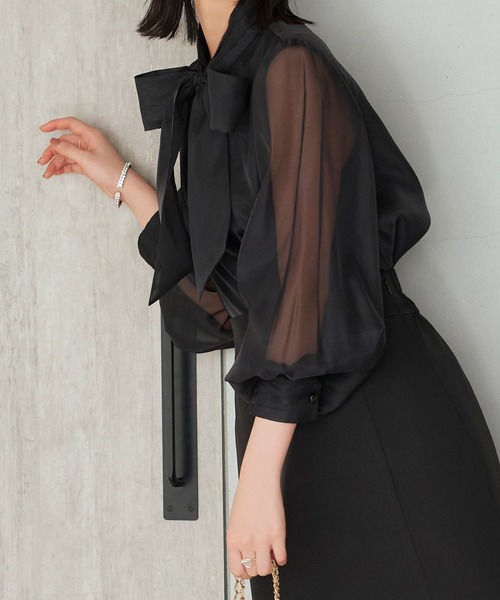 「RUIRUE BOUTIQUE」 長袖ブラウス L ブラック レディース_画像9