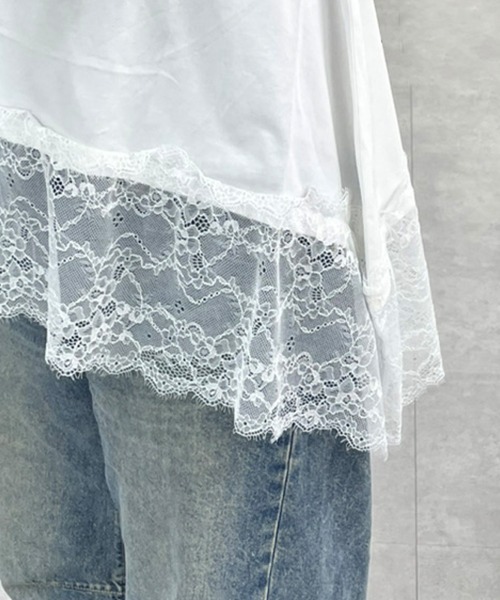 最終お値下げ♡MA＊RS花柄レース チュニック ノースリーブ RCD tシャツ ノースリーブ 裾レースチュニック レディース : ZOZOTOWN