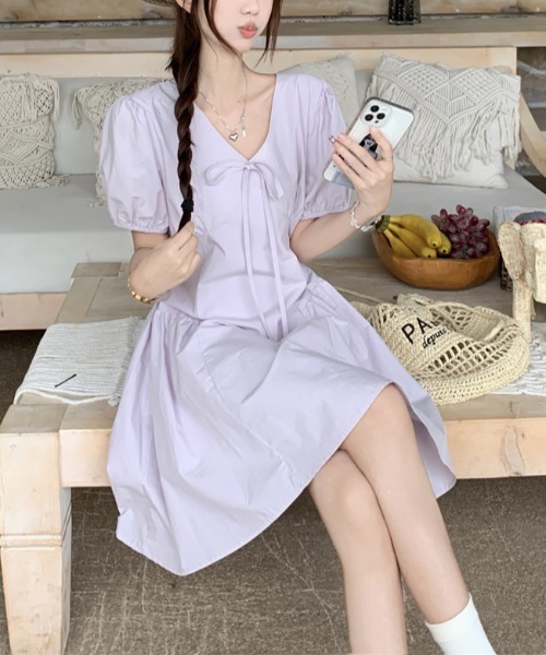 ワンピース パフスリーブ Vネック : ZOZOTOWN Yahoo!店 - 通販 - Yahoo