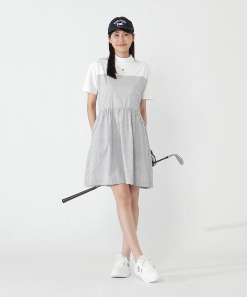き*ん様 0 パーリーゲイツ 定価4.6万 シワ防止 ワンピース ビッグロゴ ネ PEARLY GATES（パーリーゲイツ） ワンピース ナイロンアクティブ