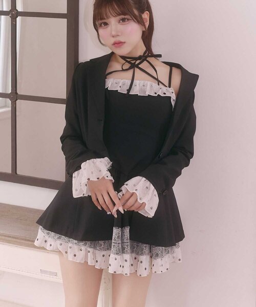 Belle Charme フリルキャミチュニックワンピース Belle Charme ワンピース 「Belle Charme」Lace Frill Cami Onepiece