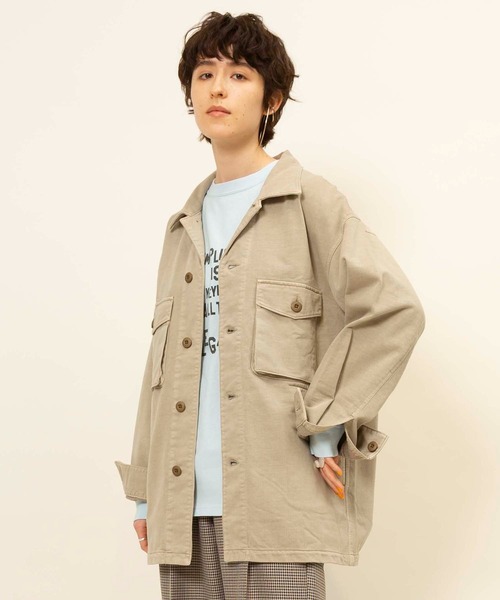 ブラウス シャツ インレイミリタリーシャツジャケット レディース
