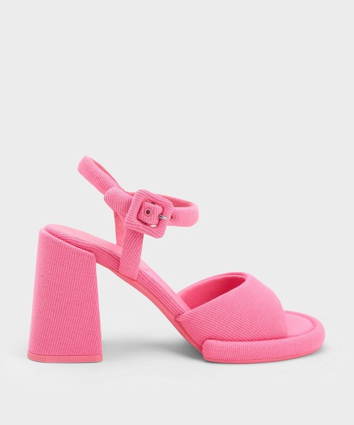 CHARLES ＆ KEITH サンダル ウーブン トラペーズヒールバックル