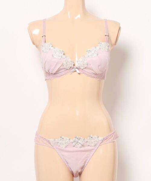 Absorle ブラジャー ショーツセット シフォンハイドランジア