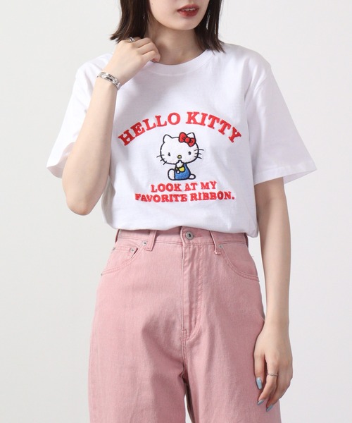 sanrio（サンリオ） tシャツ 刺繍 チェーンステッチ 半袖Tシャツ