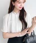ブラウス シャツ 夏 半袖 シフォンジョーゼッ...の詳細画像4
