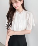 ブラウス シャツ 夏 半袖 シフォンジョーゼッ...の詳細画像3