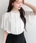 ブラウス シャツ 夏 半袖 シフォンジョーゼッ...の詳細画像2