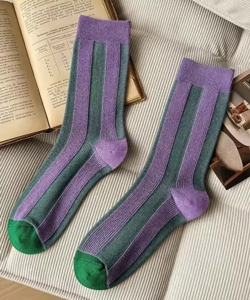 Port（ポート） 靴下 「 」 マルチカラー ストライプ デザイン