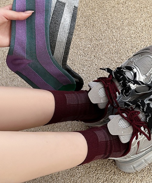 Port（ポート） 靴下 「 」 マルチカラー ストライプ デザイン