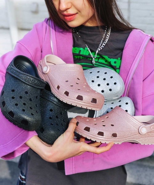 “未使用、タグ付き” crocs クロックス 厚底 グリッター ホログラム 未使用、タグ付き” crocs クロックス 厚底 グリッター ホログラム