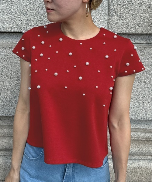 tシャツ パールカットソー レディース
