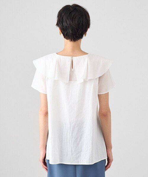 ANAYI ブラウス シャツ シアーオーガンジーラッフル レディース