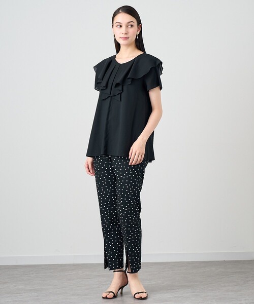ANAYI（アナイ） ブラウス シャツ シアーオーガンジーラッフル