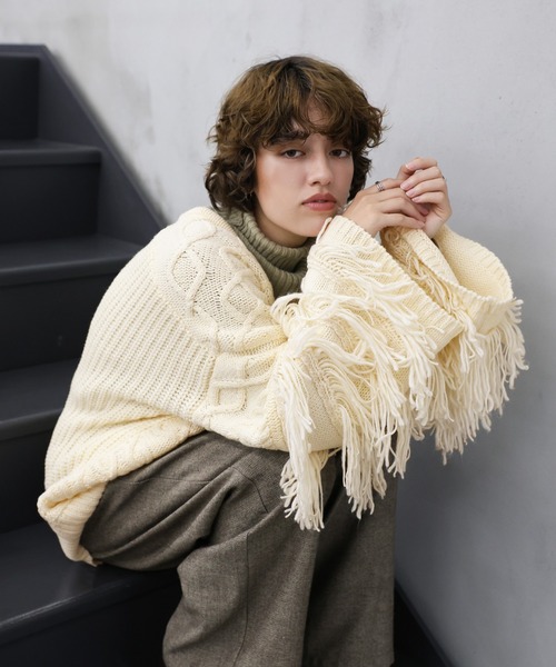 select MOCA（セレクトモカ） ニット セーター フリンジスリーブ