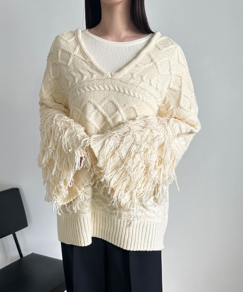 select MOCA（セレクトモカ） ニット セーター フリンジスリーブ