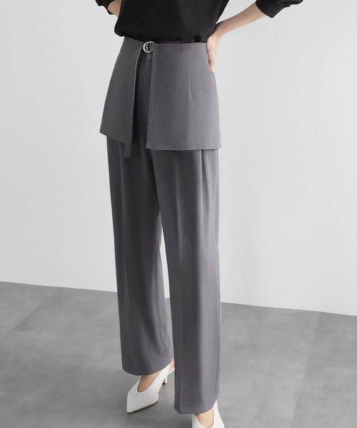 ELFRANK スラックス パンツ 2WAYラップスカートレイヤードパンツ