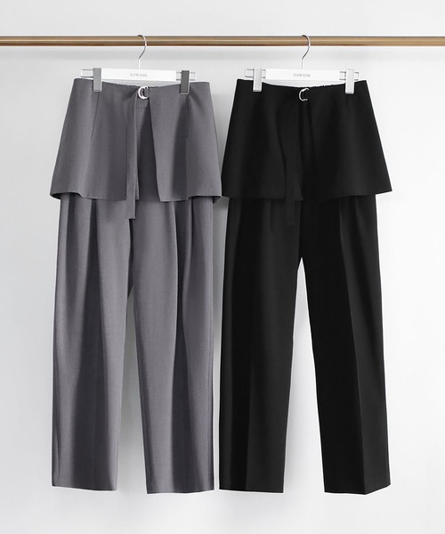 ELFRANK スラックス パンツ 2WAYラップスカートレイヤードパンツ
