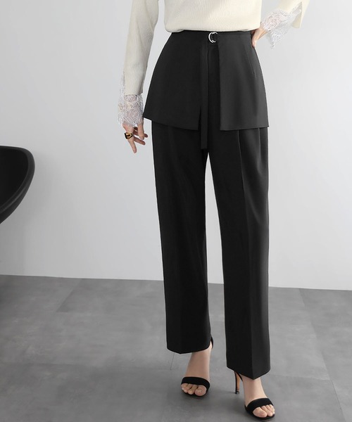 ELFRANK スラックス パンツ 2WAYラップスカートレイヤードパンツ