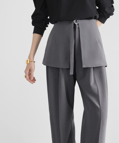 ELFRANK スラックス パンツ 2WAYラップスカートレイヤードパンツ