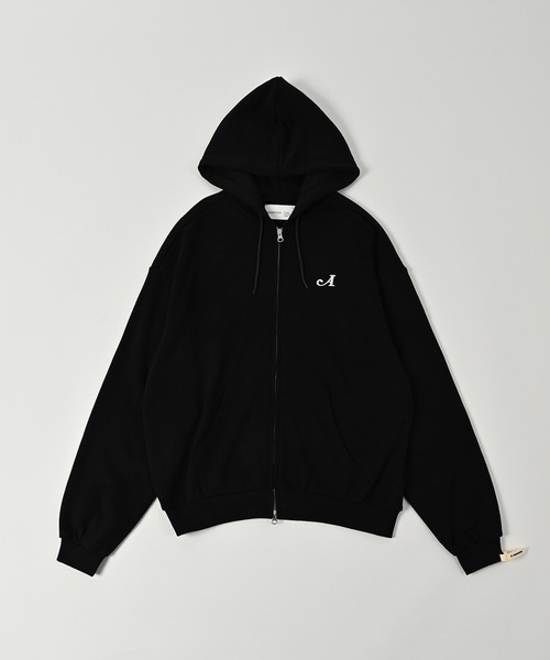 パーカー 「ADAMPATEK/アダムパテック」logo zip up hoodie / ロゴ刺繍ルーズジップアップパーカー レディース メンズ
