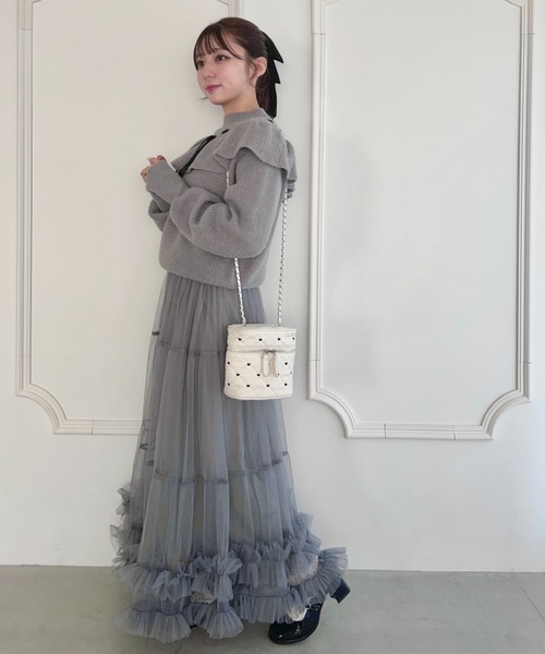 Loueme ニット セーター フリルリボンニットプルオーバー レディース