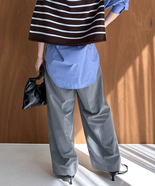 Doux arcives サイドポケットワイドパンツ サイドベルトワイドパンツ