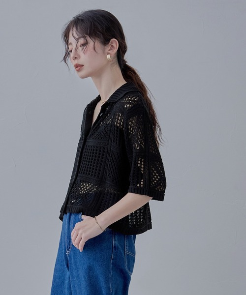 tシャツ ショートクロシェニットフーディー レディース ショートクロシェニットフーディー｜ACLENT（アクレント）