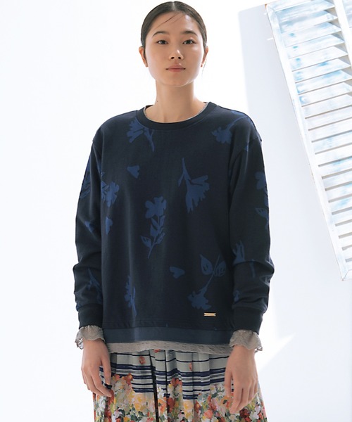 tシャツ 40／20インレイ　リズミカルフラワージャカードプルオーバー レディース