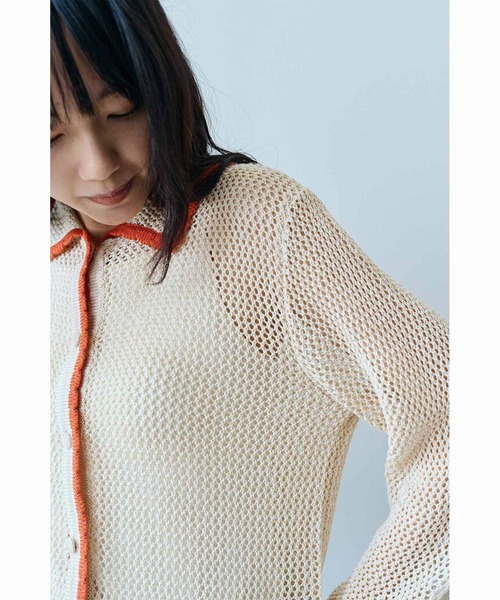MEDE19F カーディガン MEDE19F 配色遣いのニットシャツ