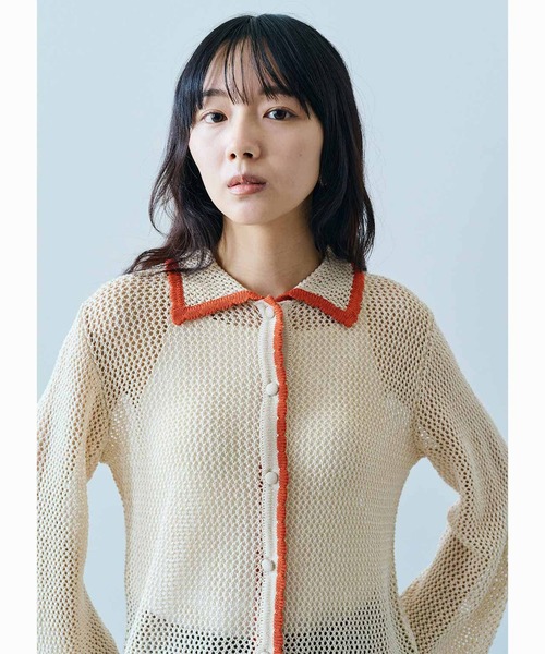MEDE19F カーディガン MEDE19F 配色遣いのニットシャツ