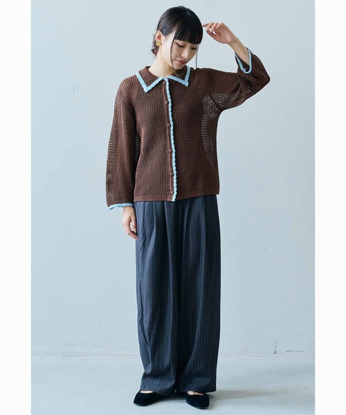 カーディガン ＭＥＤＥ１９Ｆ　配色遣いのニットシャツ レディース MEDE19F カーディガン MEDE19F 配色遣いのニットシャツ