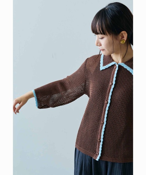 カーディガン ＭＥＤＥ１９Ｆ　配色遣いのニットシャツ レディース MEDE19F カーディガン MEDE19F 配色遣いのニットシャツ