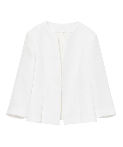 美品　アナイ　ノーカラージャケット　白系　38 ANAYI（アナイ） ジャケット ノーカラージャケット 「セットアップ対応